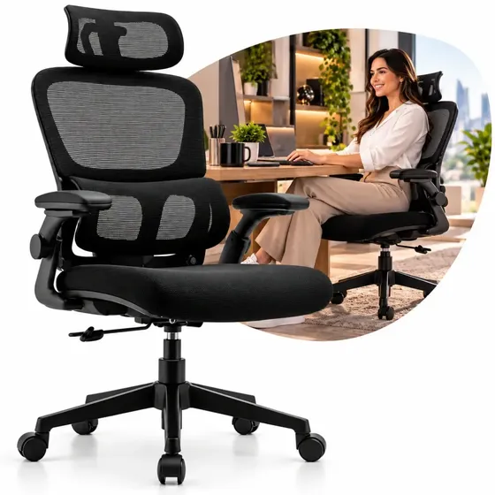 Cadeira De Escritório Ergonômica Executiva Suporte Lombar Tela Mesh 200kg