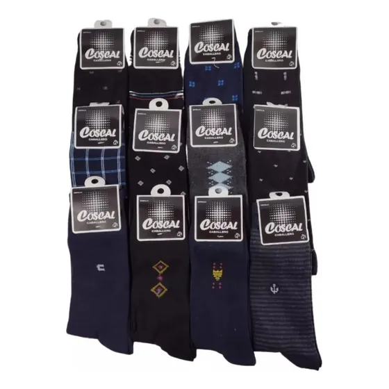 Calcetin De Caballero De Vestir Algodon Elegantes 12 Pares