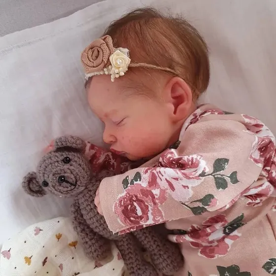 Bebê Reborn Realista Com Cabelo E Olhos Fechados Boneca Any