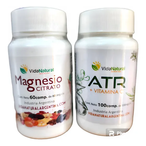 Magnesio Citrato + Atr + Vitamina C Suplemento Super Natural