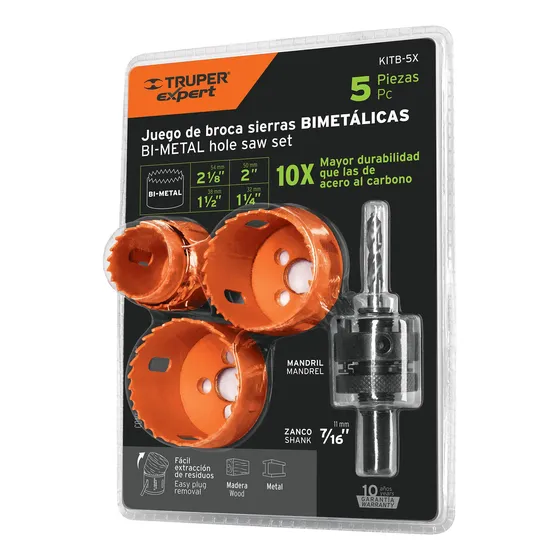 Juego 4 Brocasierras Bimetálicas Y 1 Mandril Truper 100815
