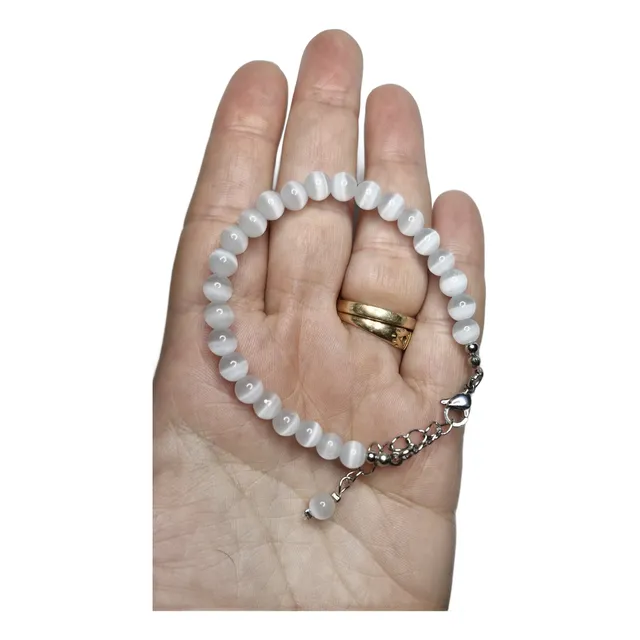 Pulsera Selenita Piedra Natural Claridad Y Limpieza