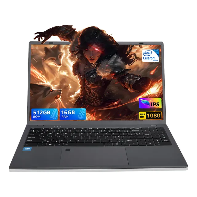Laptop Ultrabook Wokbook Yk5095 Gris Espacial 15.6 Inch Gamer Intel Celeron 16Gb De Ram 512Gb Ssd Up To Expandable 2Tb Windows 11 Pro Notebook Wifi5 Bt4.2 Usb 3.0 Teclado Español Gunfrose