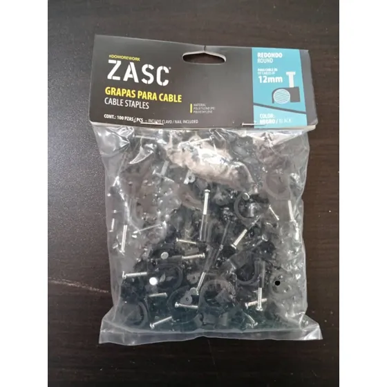 Grapas Plasticas Para Cable Negras 12mm