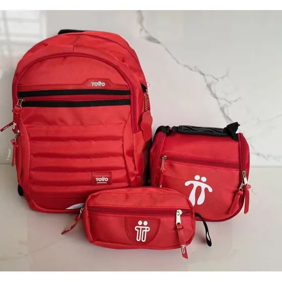 Combo Bolso Morral Escolar Totto Cartuchera Lonchera