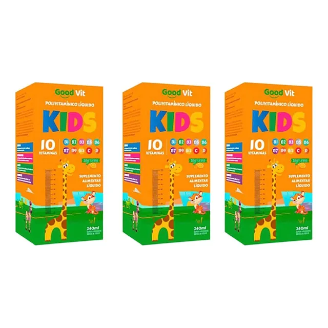 Kit 3 Polivitamínico Kids 10 Vitaminas 240ml. Good Vit