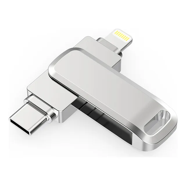 Memoria Usb3.0 128gb 2 En 1 Para iPhone iPad Y Tipo-c Otg