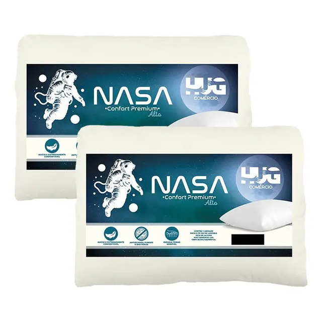Kit 2 Travesseiros Nasa Alto Visco 13cm Hug Comfort Premium Padrão