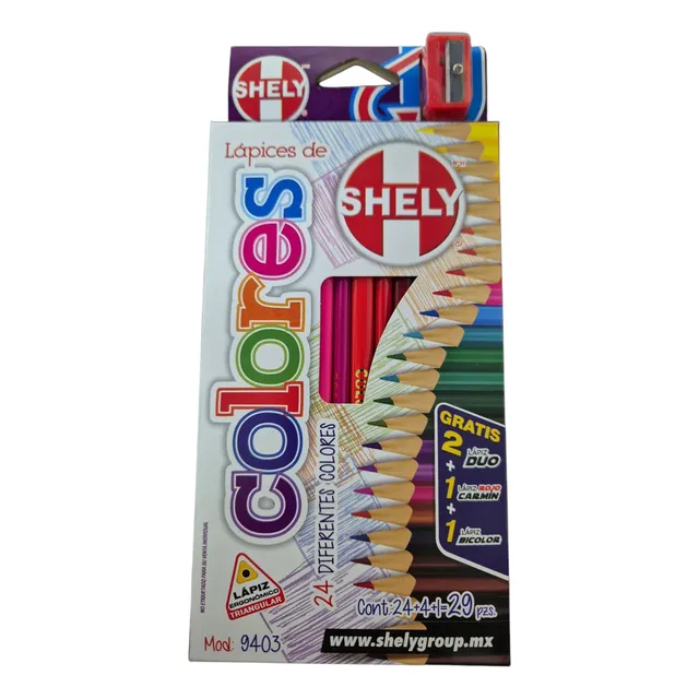 Lapices De Colores Shely 24 Tonos, Mas 5 Piezas De