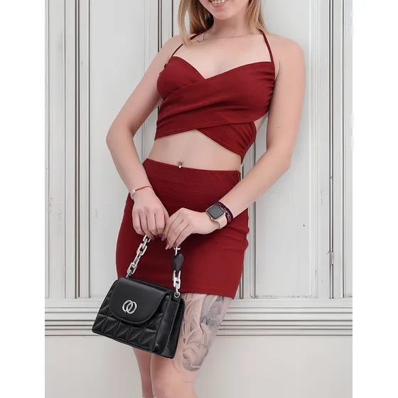 Conjunto Pollera Y Top Con Brillos De Lurex