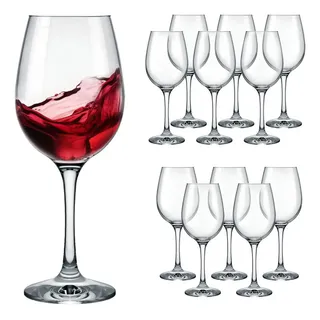Set 12 Piezas Copas Vino Tinto Copón Vidrio 13 Oz 384 Ml Transparente