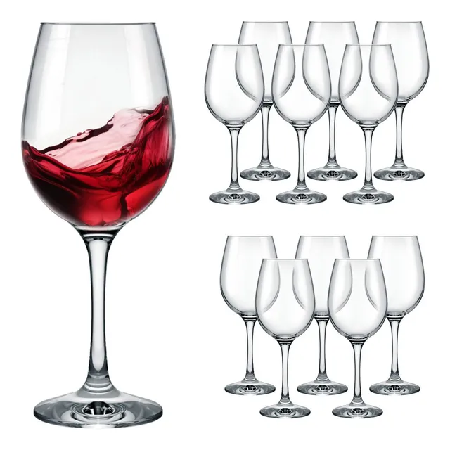 Set 12 Piezas Copas Vino Tinto Copón Vidrio 13 Oz 384 Ml