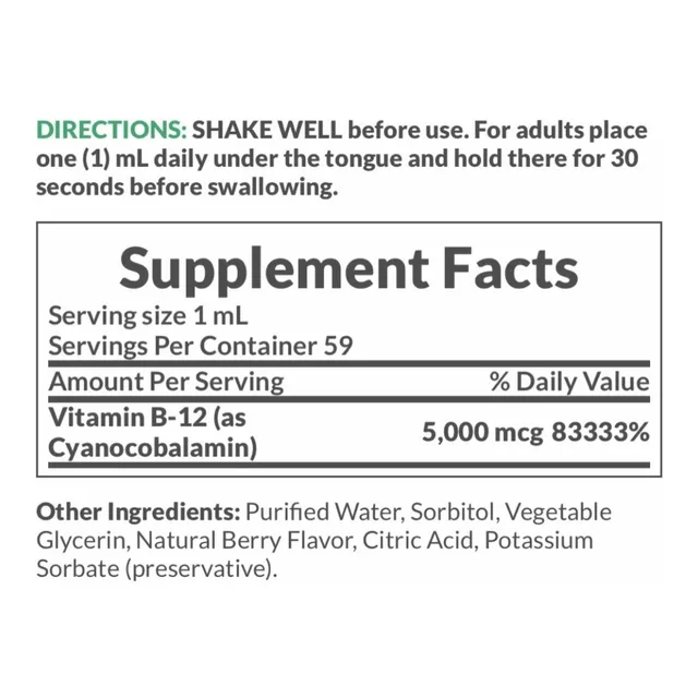 Vitamina B12 Gotas 5000 Premium Sublingual Complejo B Eg B06 Sabor Berry
