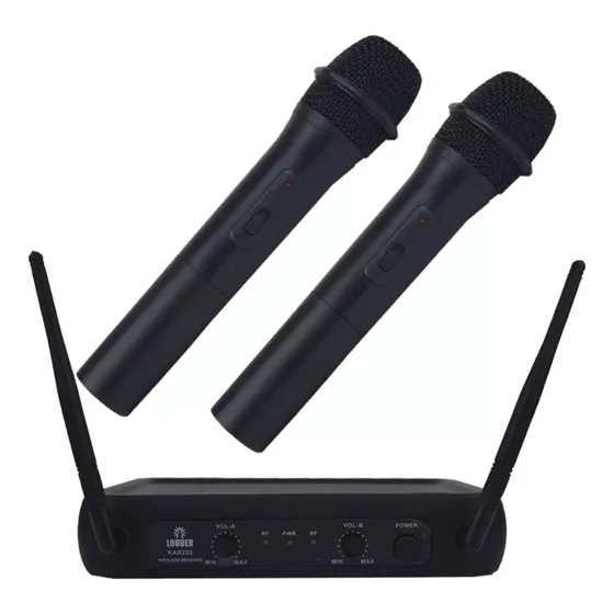 Par Microfonos Inalambricos Sistema Profesional Vhf Juego