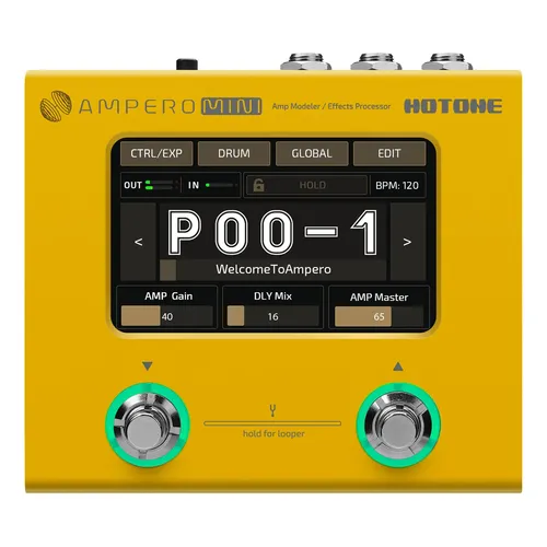 Pedaleira Digital Hotone Ampero Mini MP-50 199 Efeitos Mostarda
