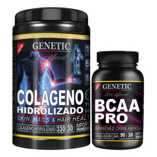 Colágeno Hidrolizado C/ Vitamina C + Aminos Bcaa Pro Genetic Colágeno Hidrolizado C/ Vitamina C + Aminos Bcaa Pro Genetic