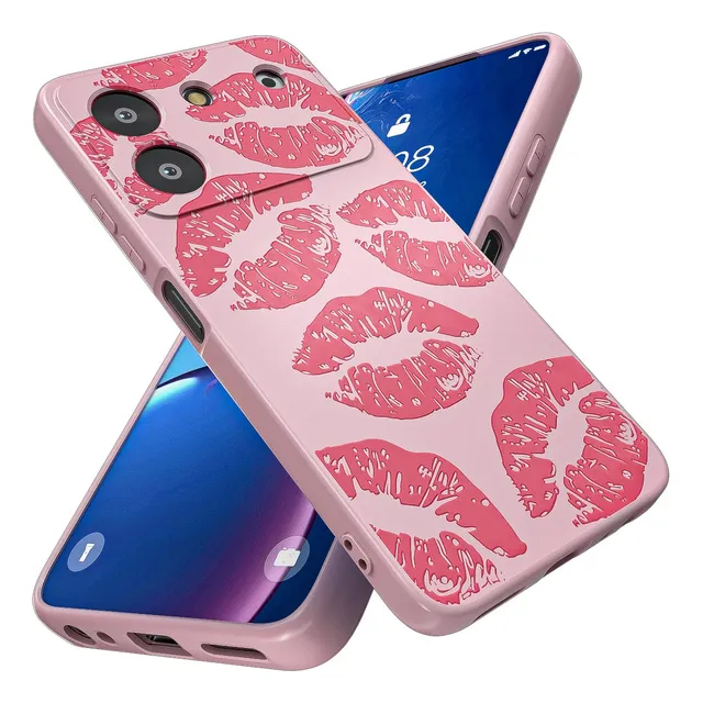 Funda Para Zte Blade Axon Serie Rosa Carcasa Con Huella De Labios Dibujos