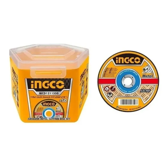 Lata X 50 Discos 4 1/2 X 1.2mm Corte Metal Ingco Super Selec