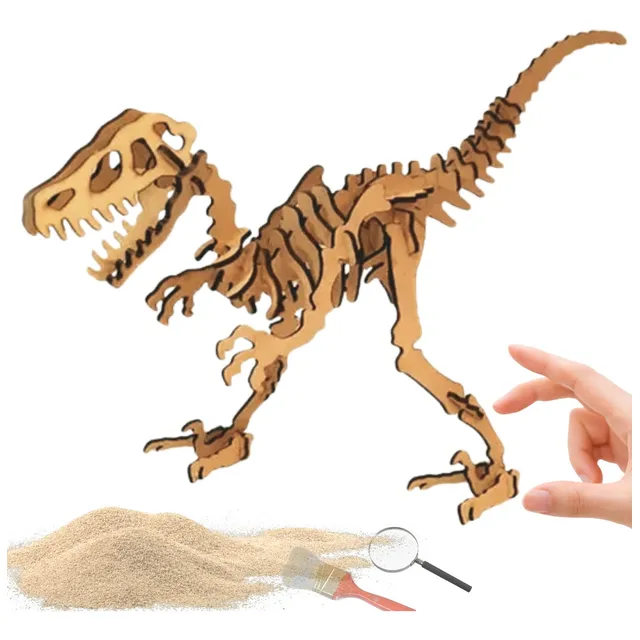 Dinosaurio Velociraptor Set Para Armar Esqueleto 3d Madera