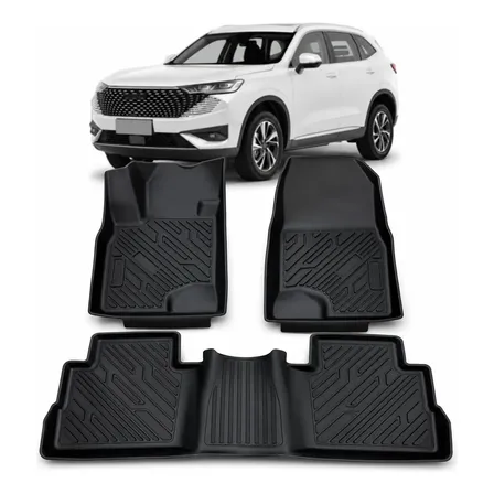 Jogo Tapete Auto Borracha Bandeja Gwm Haval H6 3 Peças 3d Preto