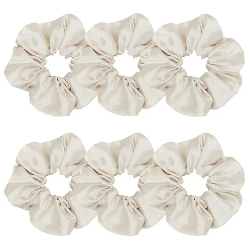 6 Pcs Cristal Satin Hair Scrunchies Suave Seda Pelo L594m