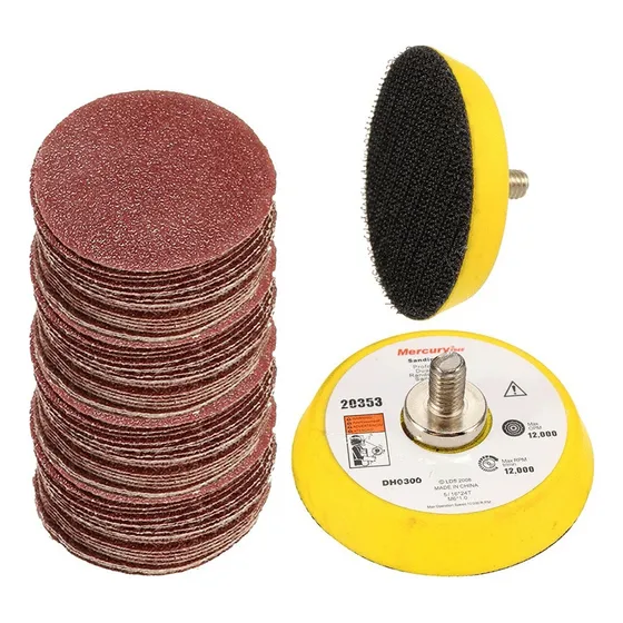 Kit Disco Base Velcro +60 Lija 2 Pulgadas Pulir Taladro