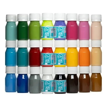 Pack 24 Pinturas Acrílicas Cio 40ml Semi Brillo