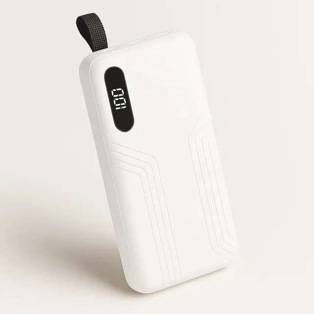Power Bank Treqa TR-934 10000mah Blanco Con 3 Puertos Usb Y Linterna Led Cargador Portátil Universal