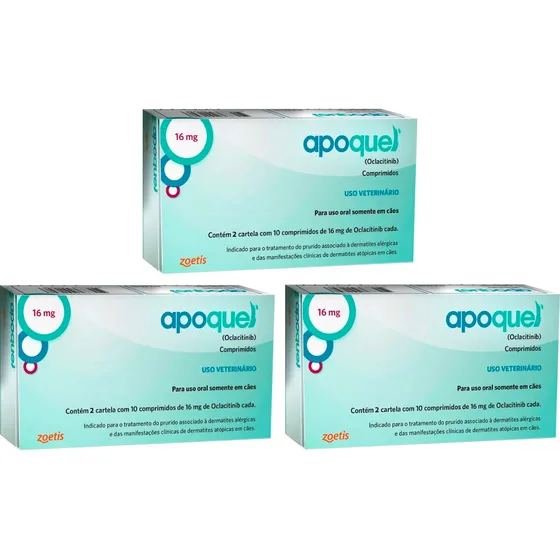 Apoquel 16mg 20 Comprimidos - Zoetis - 3 Unidades