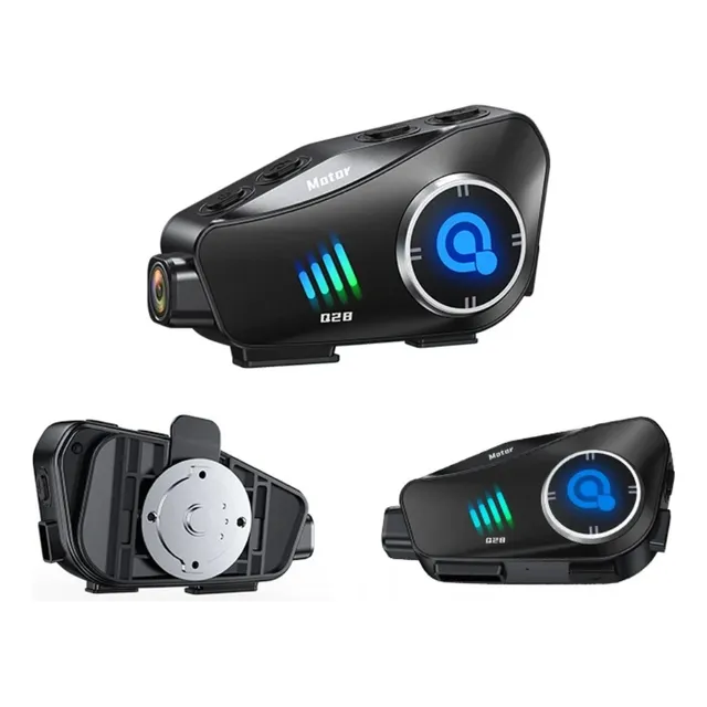 Intercomunicador Con Cámara De Video Casco Moto Q28 1080p