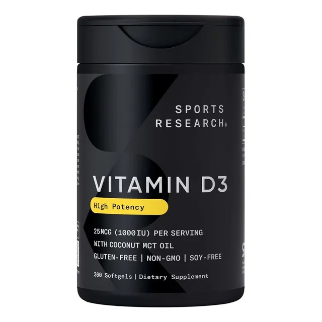 Vitamina D3 1000 Iu Sports Research 360 Cápsulas Blandas Sin Sabor