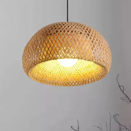 Lustre GMH Pendente Sumatra de Bambu 30cm, Artesanal com Lâmpada de Filamento e Fiação