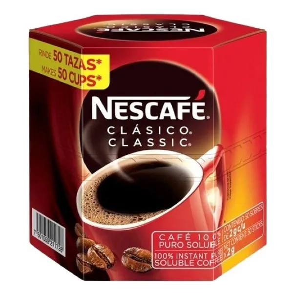 Cafe Soluble Clásico 50 Sobres De 2 Gr c/u Nescafé