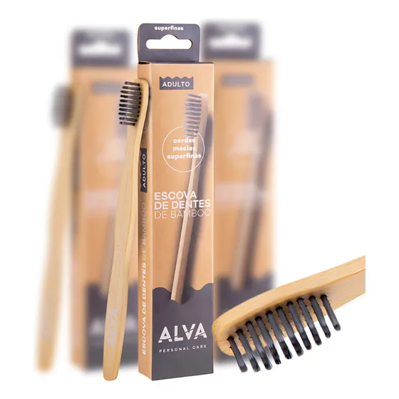 Escova Dental Bambu Cerdas Super Finas Bamboo Alva Reciclave