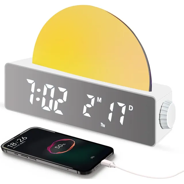 Reloj Despertador Digital De Amanecer Con 7 Luces Nuevo