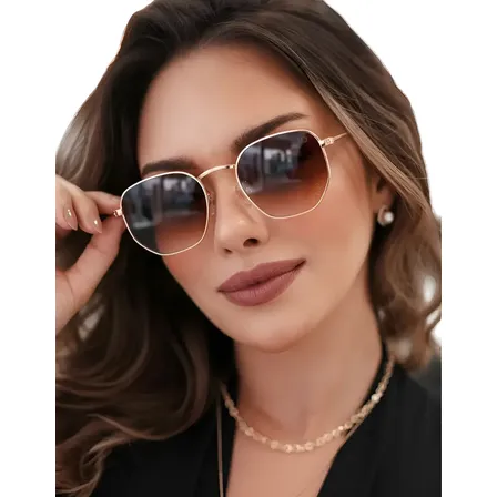 Óculos De Sol Feminino Hexagonal Verão 2021