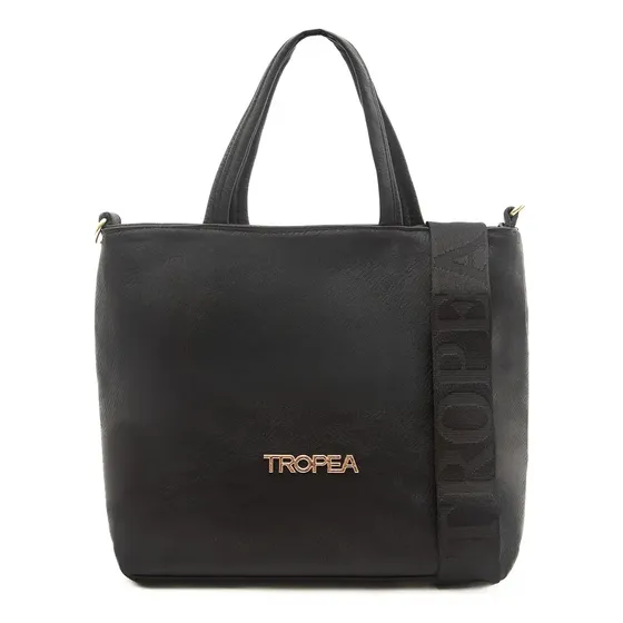 Cartera Mujer Tropea Nori Acabado de los herrajes Oro Color Negro Correa de hombro Negro Diseño de la tela Liso