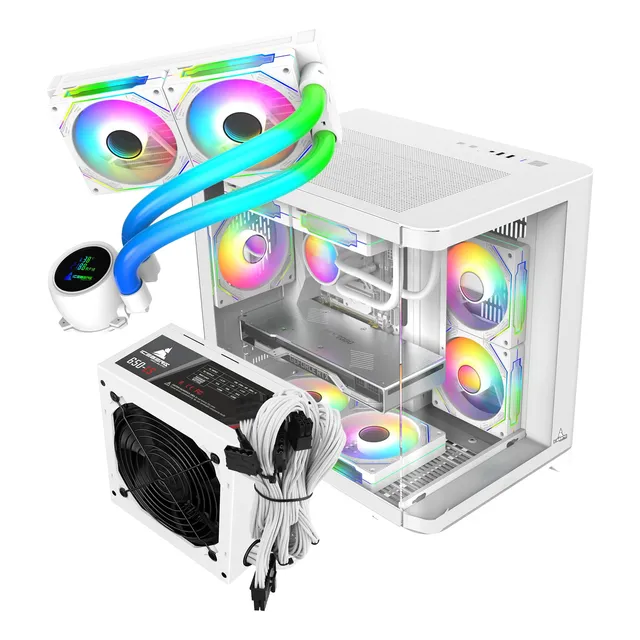 Combo Wave M Blanco + Fuente 650w Blanco + Liquida 240mm