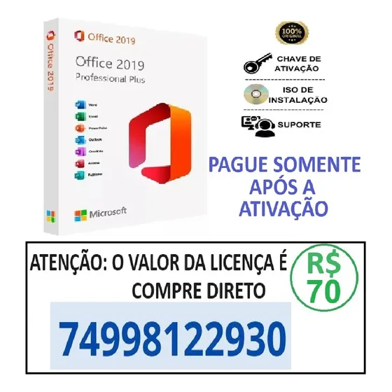 Licença Chave Office 2019 Plus Profissional - Chama No Zap