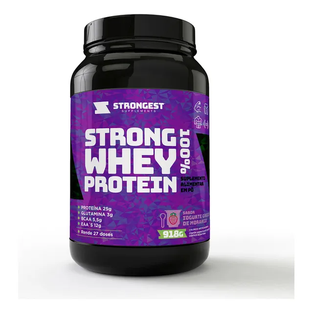 Suplemento Whey Protein 100% Strongest 918g