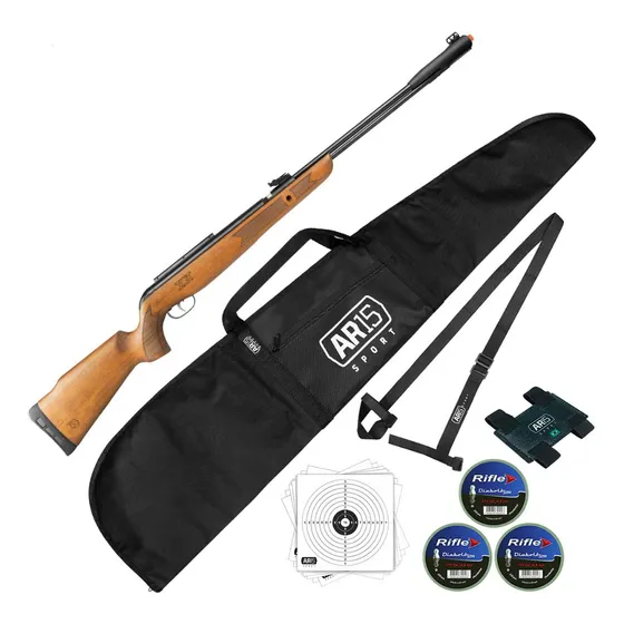 Kit Espingarda 4.5 Gamo Cfx Igt De Madeira Chumbinho 750un