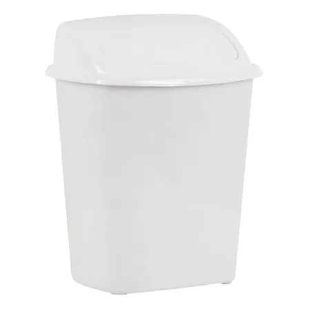 Basurero Papelero Plástico Baño 15 Litros Tapa Vaivén Blanco