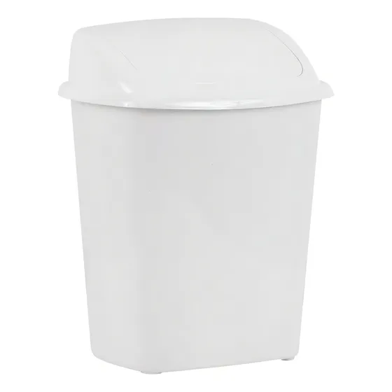 Basurero Papelero Plástico Baño 15 Litros Tapa Vaivén Blanco