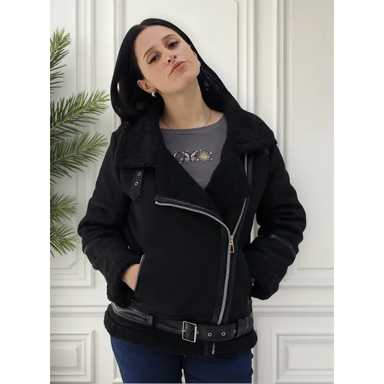 Campera Cuero Corderito Mujer Abrigada