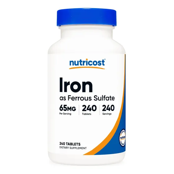 Suplemento Nutricost: Sulfato Ferroso De Hierro, 65 Mg, 240