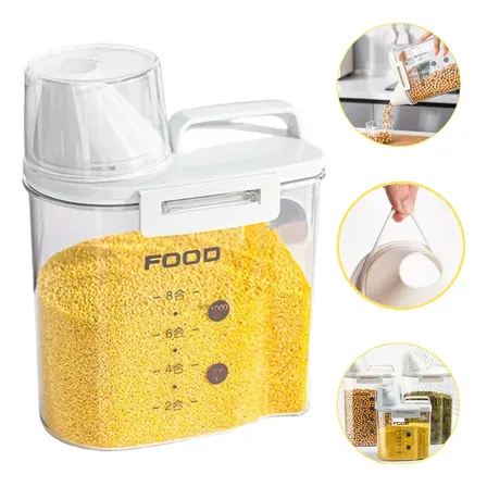 Pote Hermético 1l Com Dosador - Arroz, Grãos, Ração, Cozinha Branco