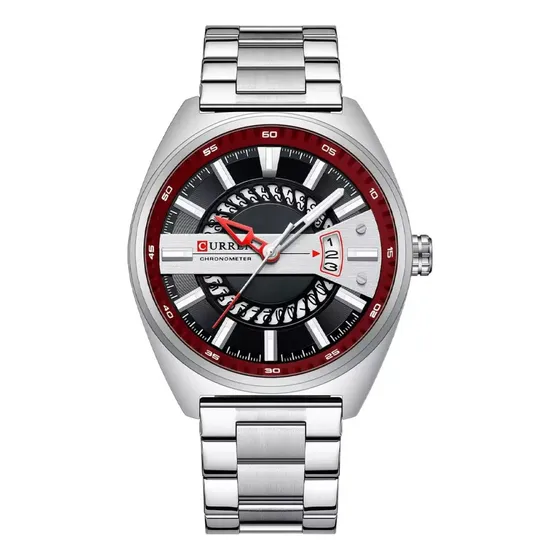 Reloj De Pulsera Curren 8403 Con Cuerpo Rosa Analógico Plateado Plateado Negro
