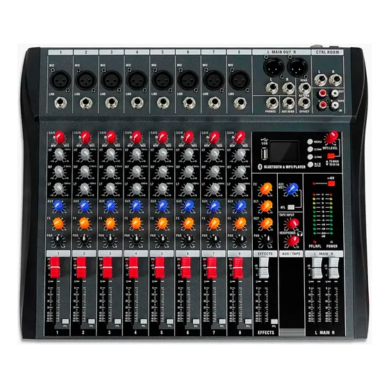 Mesa De Som Bivolt 8 Canais Bluetooth Mixer Dj Audio Stereo