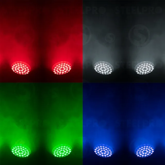 Cabeza ´Movil Robotica WASH + ZOOM Rgbw Full Color de 36x15w PIZZA- PRO Steelpro / DMX 16 CANALES , Automático y Audioritmico / Luz Escenario / DJ