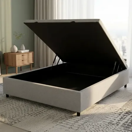 Base Baú Casal Padrão Cama Box 1,38x1,88 Toque De Classe Cinza